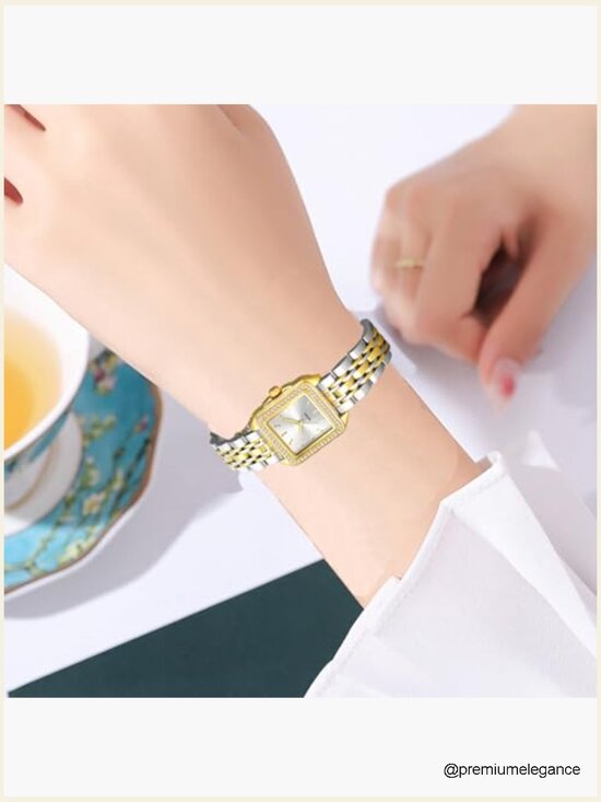 Vintage Square Diamond Watch - Gold Bracelet Waterproof Quartz main image 7